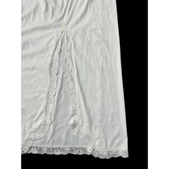 Vintage Shadow Line White Nylon Lace Trim Slit A-Line Midi Skirt Size M - Picture 2 of 8